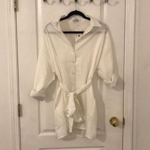 White boyfriend tie dress